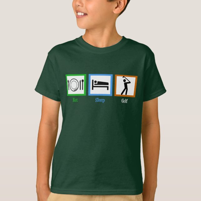 T-shirt Mangez Sleep Golf Funny Enfants Golfer (Devant)