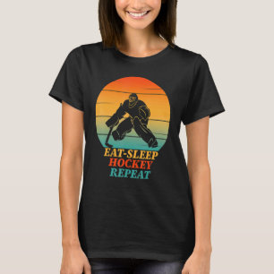 T-shirt Mangez Sleep Hockey Répéter Ice Hockey Goalie Vint