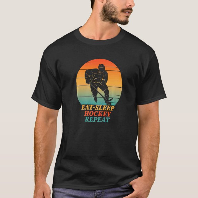 T-shirt Mangez Sleep Hockey Répéter Joueur de hockey sur g (Devant)