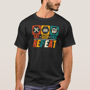 T-shirt Mangez Sleep Machine de machine à fente Répéter Ca