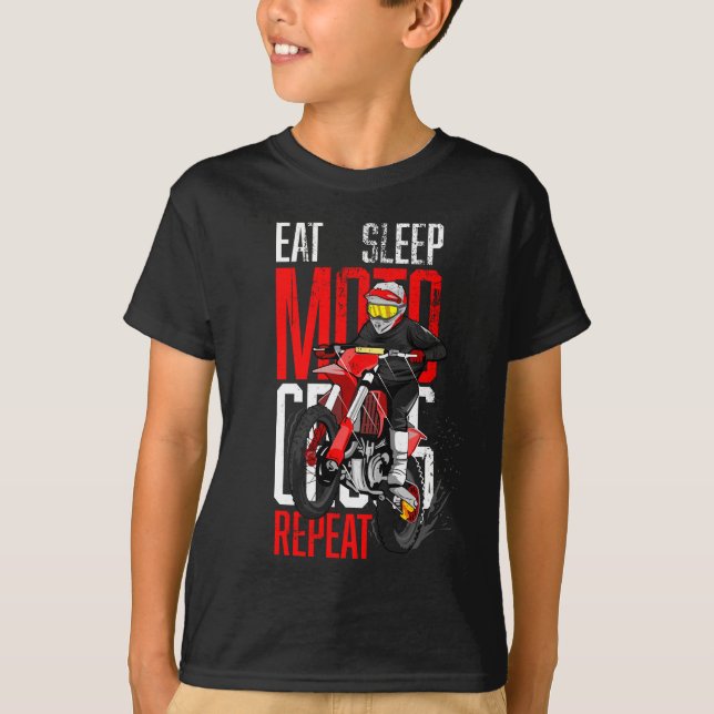 T-shirt Mangez Sleep Motocross Répétez Funny Don pour Moto (Devant)