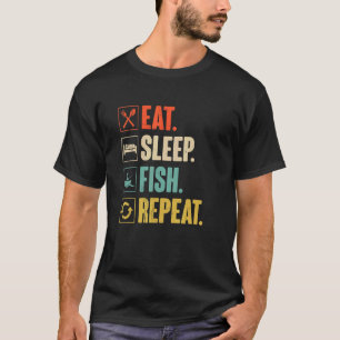 T-shirt Mangez Sleep Poisson Répéter Pêcheur Pêcheur Vinta