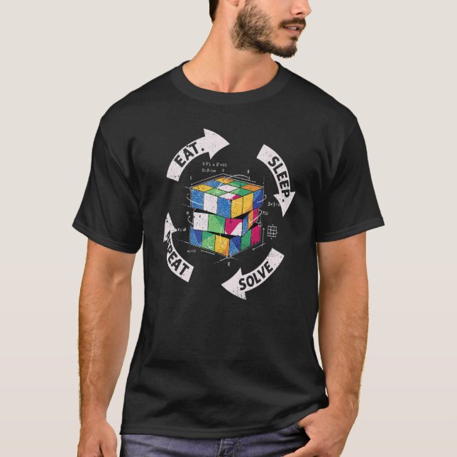 T-shirt Mangez Sleep Résolvez Répéter Math Vitesse Cubing  (Devant)