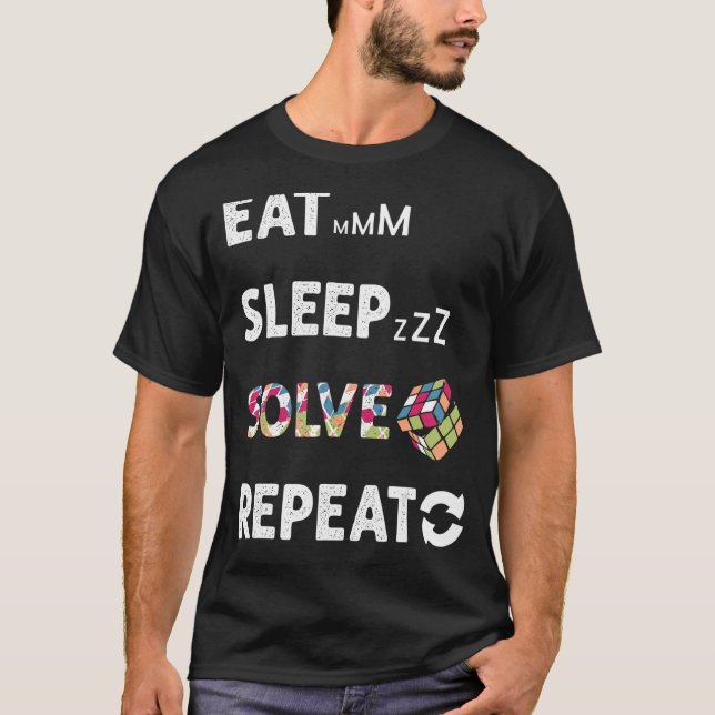 T-shirt Mangez Sleep Résolvez Répéter Math Vitesse Cubing  (Devant)
