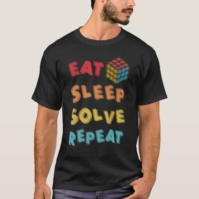 T-shirt Mangez Sleep Résolvez Répéter Math Vitesse Cubing  (Devant)