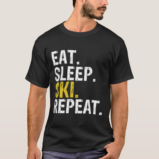 T-shirt Mangez Sleep Ski Répéter Gift Ski (Devant)