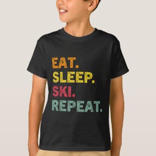 T-shirt Mangez Sleep Ski Répéter Ski Hiver Vacances Ski Re