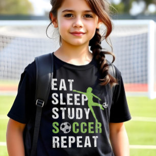 T-shirt Mangez Sleep Study Soccer Répéter Girls Soccer Pla