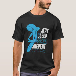 T-shirt Mangez Sleep Swim Répéter nager Sarcastique Imprim