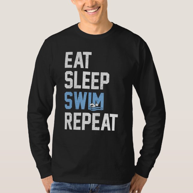 T-shirt Mangez Sleep Swim Répéter Swimmer (Devant)