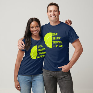 T-shirt Mangez Sleep Tennis Répétition   Tennis amusant