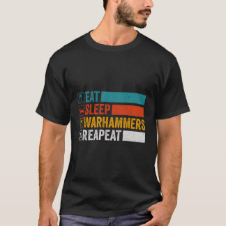T-shirt Mangez Sleep Warhammers Répéter Funny Gamer Retro 