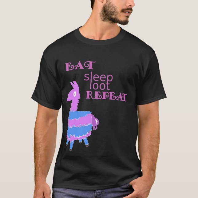 T-shirt Mangez un tas de sommeil Répéter le chemisier Llam (Devant)