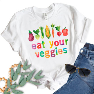 T-shirt Mangez vos Légumes Couleurs arc-en-ciel Aquarelle