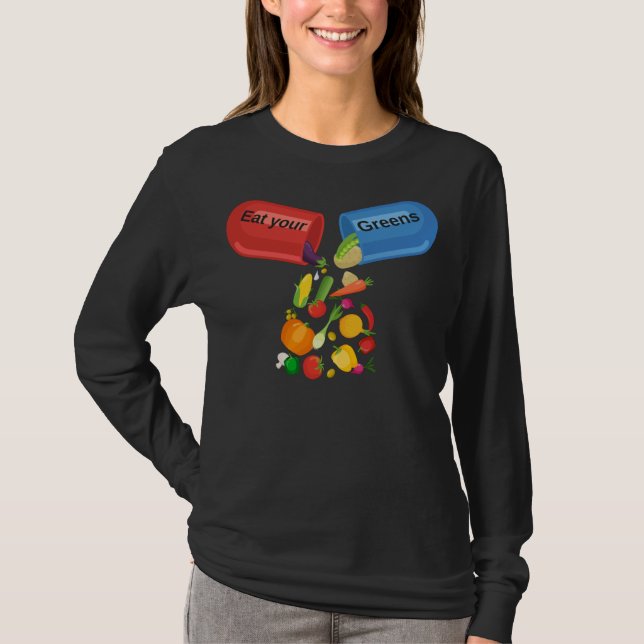T-shirt Mangez vos verts Veggie Pill Nutrition Alimentatio (Devant)