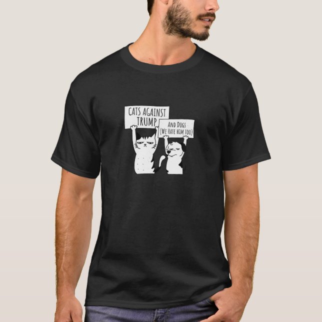 T-shirt Manifestation Chats de chat et Chiens contre Trump (Devant)