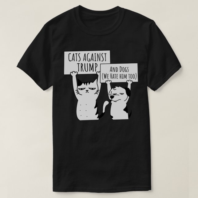 T-shirt Manifestation de chats et de chiens contre Trump (Design devant)