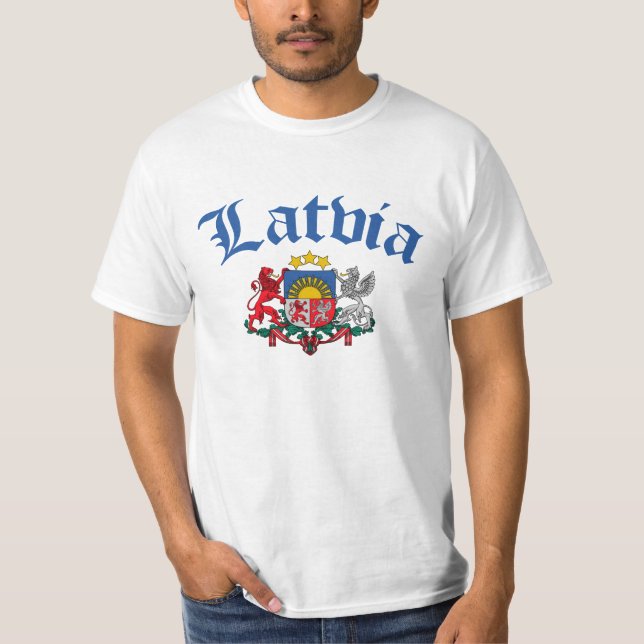 T-shirt Manteau de la Lettonie des bras (Devant)