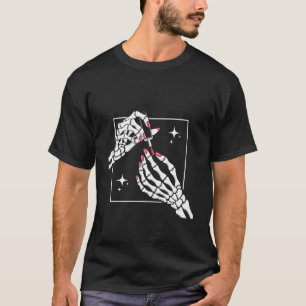T-shirt Manucure Mains de squelette Ongles Rouges Vernis G