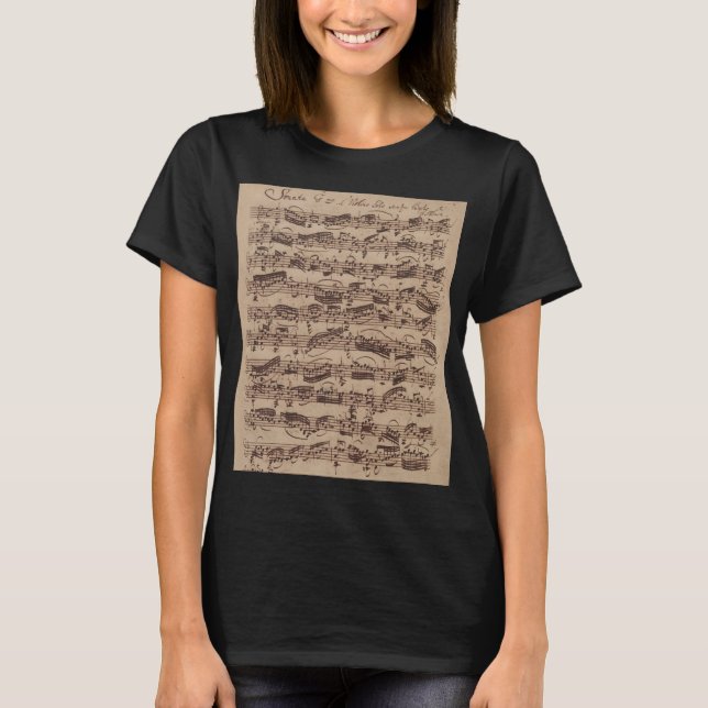 T-shirt Manuscript Bach Musique Feuille d'antiquit (Devant)