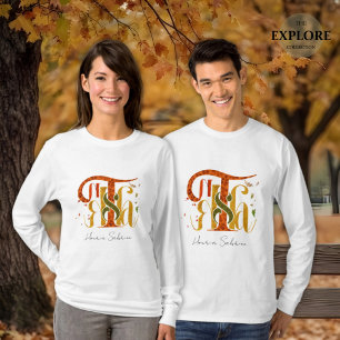T-shirt Manuscrit Élégant Merci Automne Feuillage D'automn