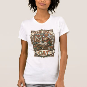 T-shirt Manuscrit médiéval de chat médiéval vintage