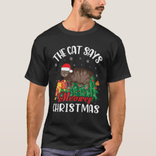 T-shirt Manx Noel Costume Présente Le Chat Dit Joyeux Chri
