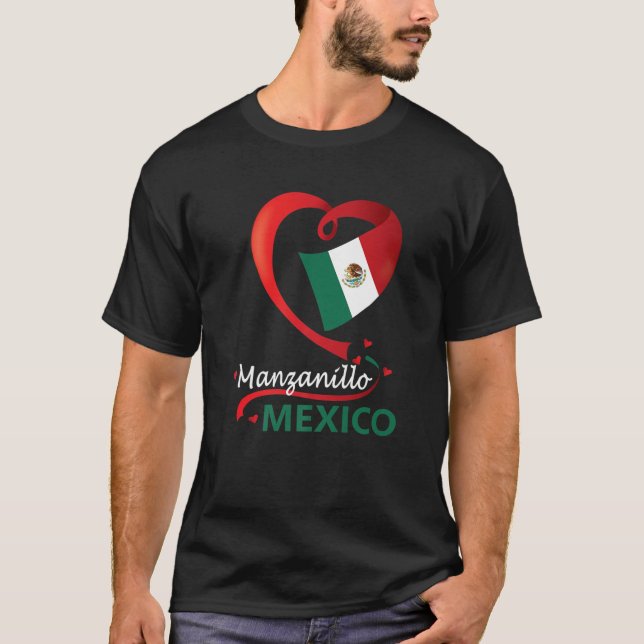 T-shirt Manzanillo Colima Mexique Coeur Drapeau Mexicana C (Devant)