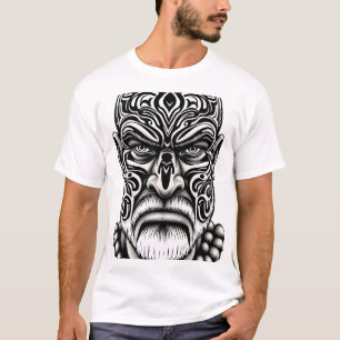 T-shirt Maori Tribal Visage Tattoo Design