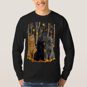 T-shirt Maple Cat Leaf Automne Bonjour Automne Funny Kitty