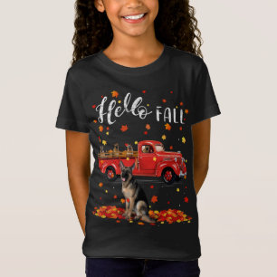 T-Shirt Maple German Shepherd Leaf Automne Automne Rouge T
