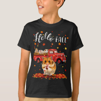 T-shirt Maple Hamster Leaf Automne Camion rouge