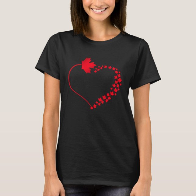 T-shirt Maple Leaf Heart Canada Pride Vacances Voyage Cana (Devant)