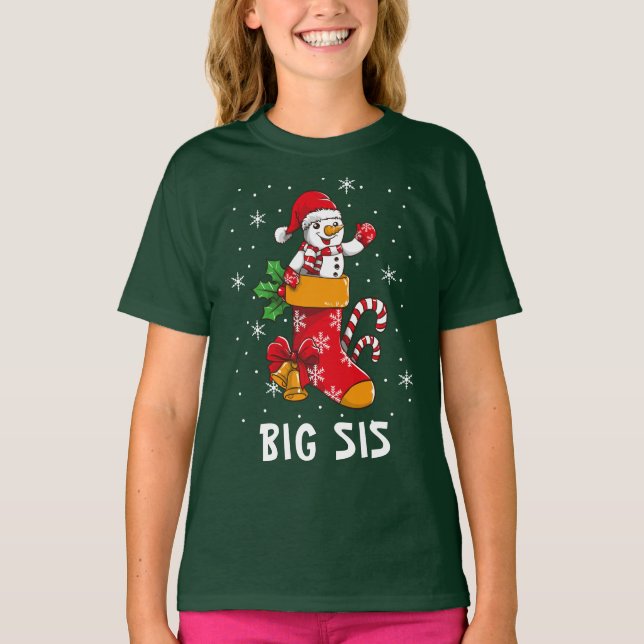 T-shirt Mapper famille Noël Grande soeur Nom personnalisé (Devant)
