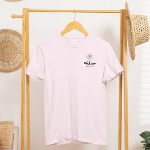 T-shirt Maquillage de l'équipe de logo de script rose Blus