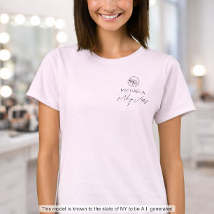 T-shirt Maquillage de logo de script rose Blush Staff