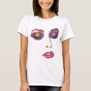 T-shirt Maquillage rose Les belles femmes face à l'art or