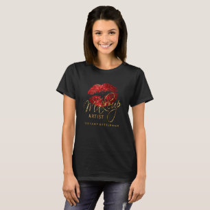 T-shirt Maquiller les lèvres de Parties scintillant rouge 
