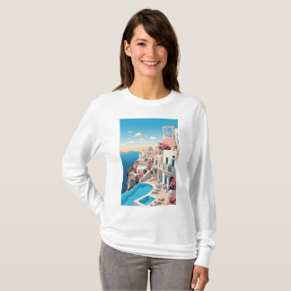 T-shirt marakech belle ville marocaine peinture à manches 
