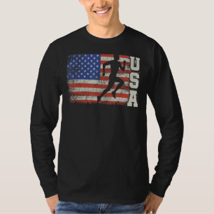 T-shirt Marathon Runner Team America Usa Drapeau Courir Ch
