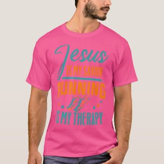 T-shirt Marathonien Jésus Est Mon Sauveur Courir Est Mon T