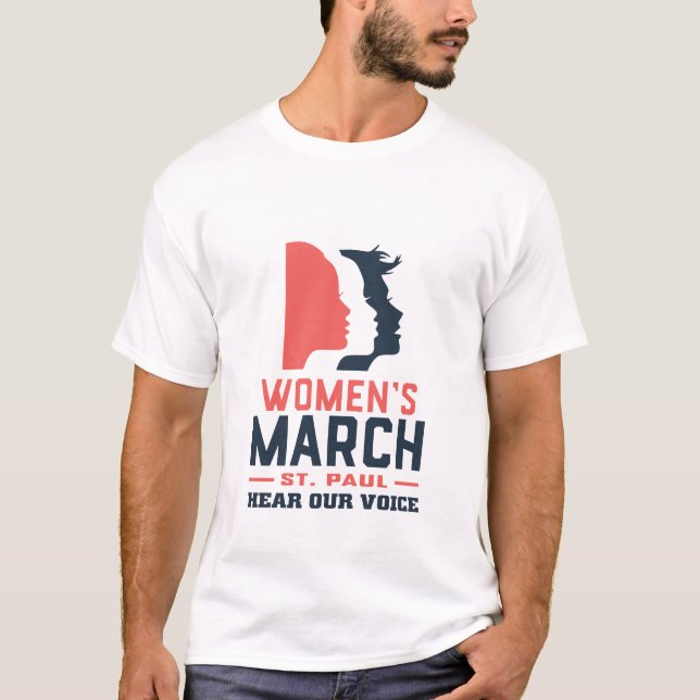 T-shirt Marche des femmes St. Paul Écoutez notre voix (Devant)