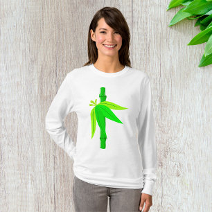 T-shirt Marche en bambou vert avec Feuilles tropicaux