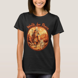 T-shirt Marche pour la paix moine bouddhiste et Labrador