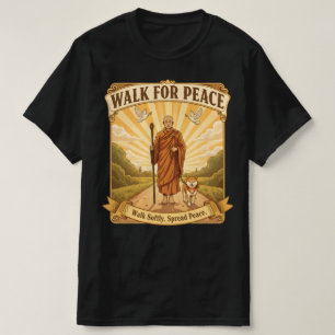 T-shirt Marche pour la paix : moine et chien