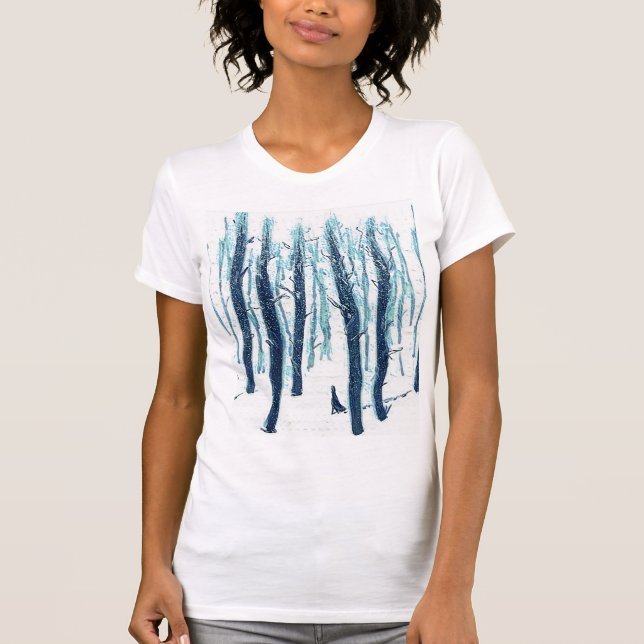 T-shirt Marcher À Travers La Forêt De Neige (Devant)