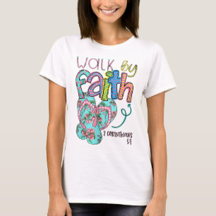 T-shirt Marcher Par La Foi Flip Flops Christian Jesus Bibl