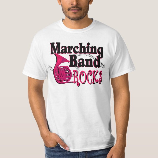 T-shirt Marching Band Rocks/ corne française (Devant)