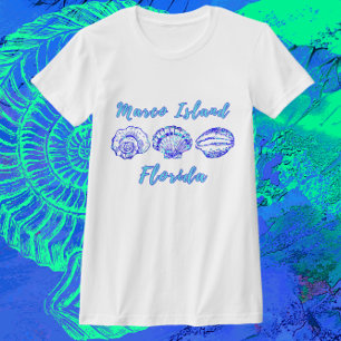 T-shirt Marco Island Floride Joli océan Bleu coquillages