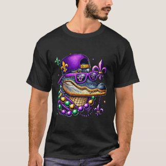 T-shirt Mardi Gras Alligator Mardigator Crocodile Kids Boy